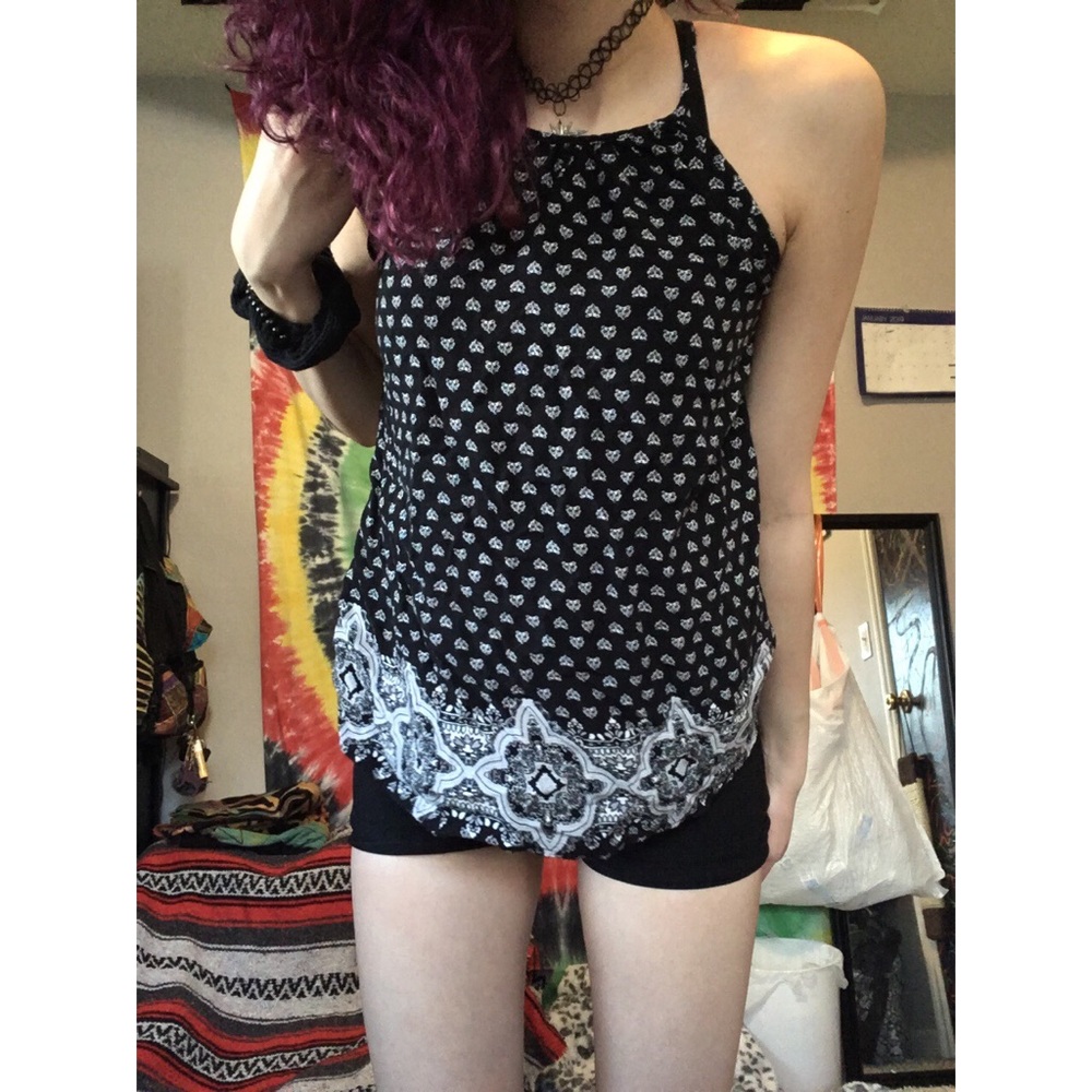 Black and white bandana tank top